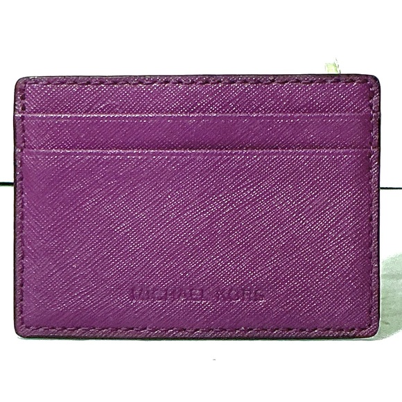Michael Kors Handbags - Michael Kors Card Holder Purple Safiano Leather